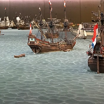 Schepen van maritieme maquette bij Museum Kaap Skil