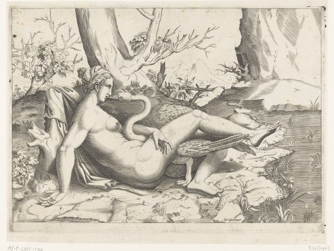 Cornelis Bos (mogelijk) naar Michelangelo, Leda en de Zwaan, in of na 1546 (Rijksmuseum Amsterdam) (Public Domain)